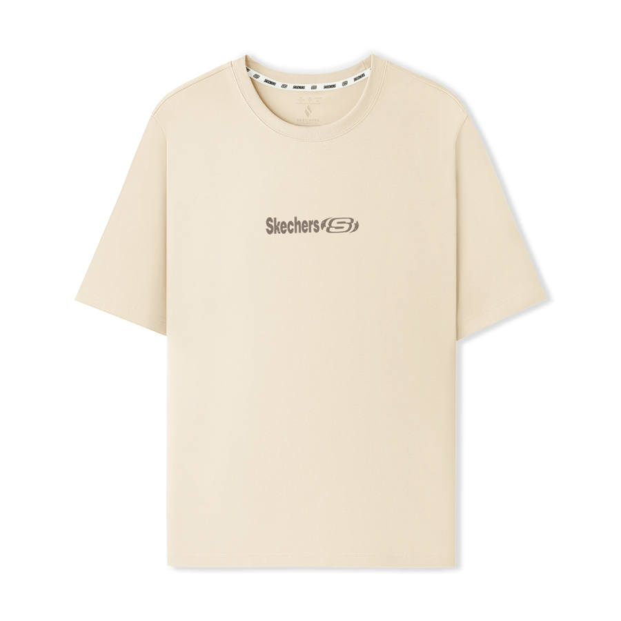 Skechers T Shirts Men's Ivory White 001J Crew Neck Moderate