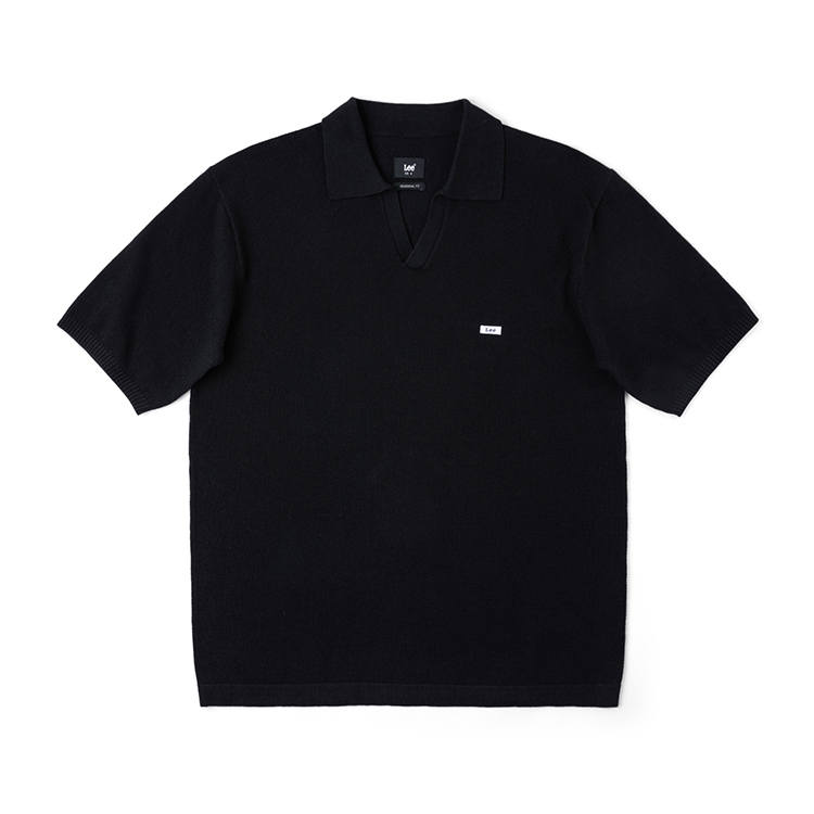 Lee Polo Shirts Men's Black Polo Collar Moderate Straight Fit