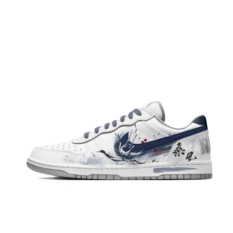 Nike Custom Shoes Nike Big Low Lux Riding The Wind Low top Skateboard Shoes Men's White