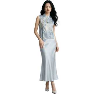 JBBCN Two Piece Skirt Sets Women's Stand Collar Thin Long