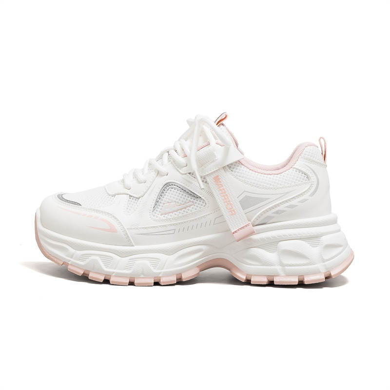Warrior Cushioning Height Increasing Abrasion Resistant Lightweight Low top Chunky Sneakers Women's White Pink