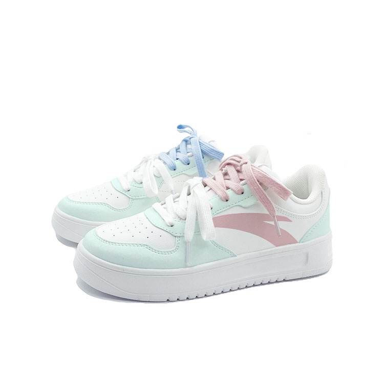 Anta Easy Slip Resistant Abrasion Resistant Low top Skateboard Shoes Women's Pink Blue Mismatched