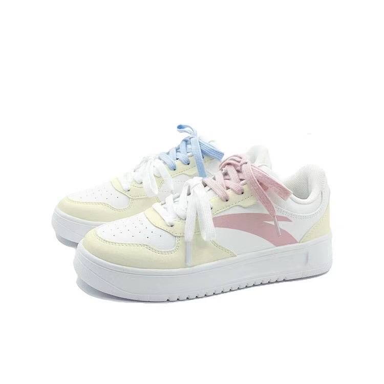 Anta Easy Slip Resistant Abrasion Resistant Low top Skateboard Shoes Women's Pink Blue Mismatched