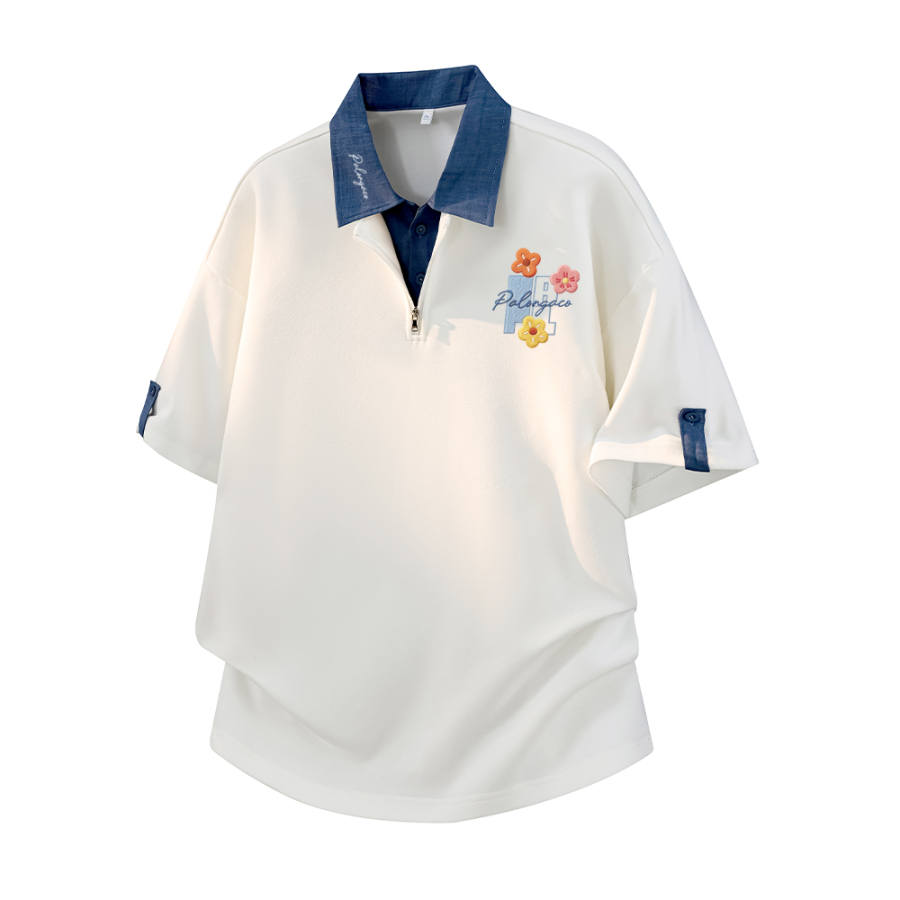 PAL ONGACO T Shirts Unisex Polo Collar Moderate Mock Two Piece