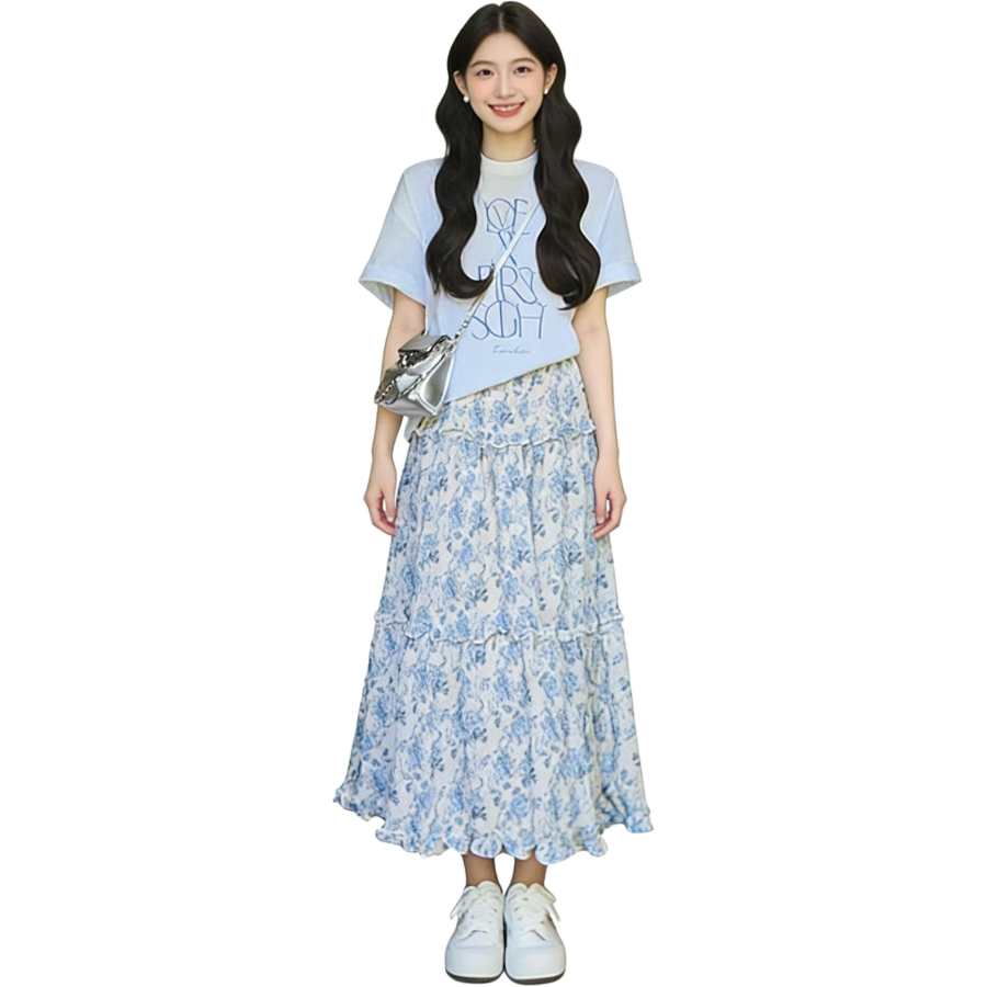 JBBCN Two Piece Skirt Sets Women's Crew Neck Thin Long