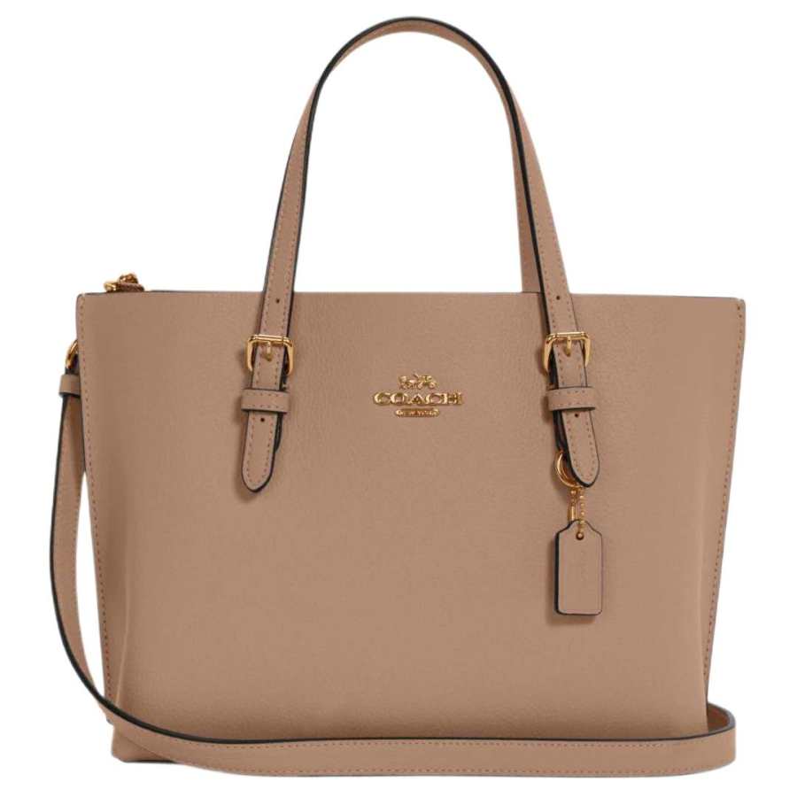 COACH Mollie Zip Closure Grain Leather Shoulder Bag, Crossbody Bag, Handbag 25 Women's Taupe