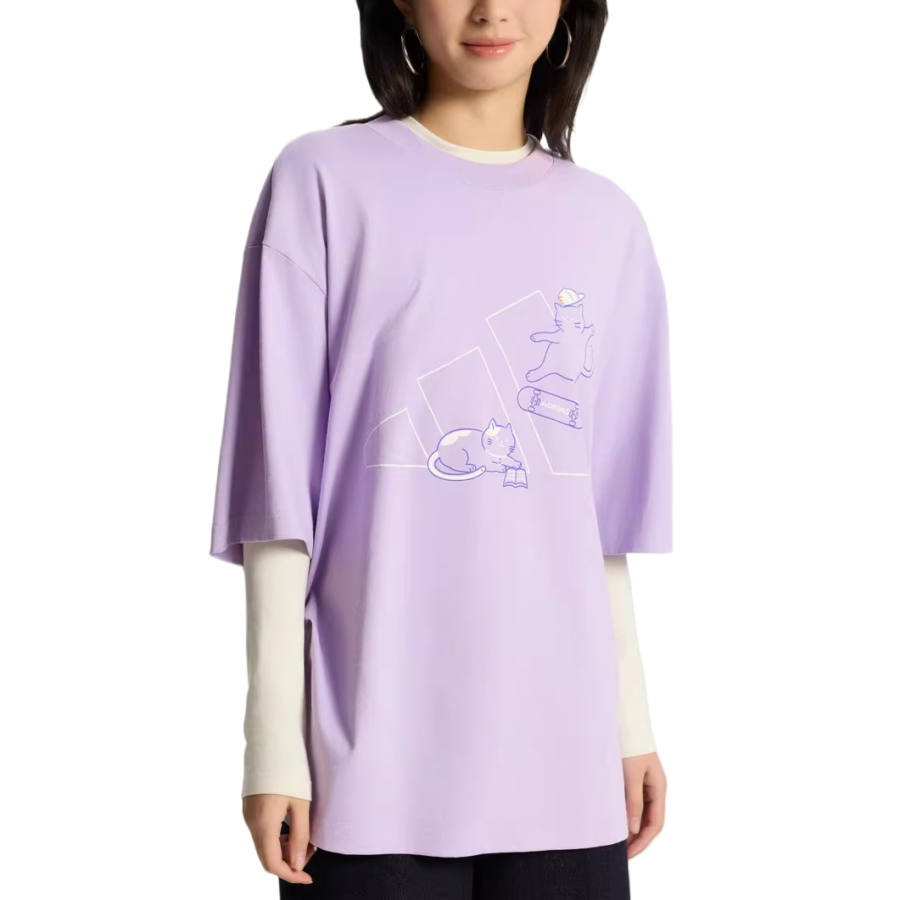 Adidas Adidas T Shirts Unisex Powder Plum Purple Crew Neck Moderate Straight Fit
