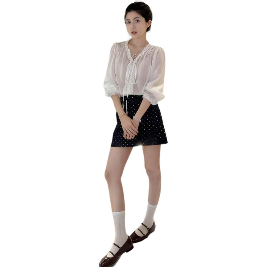 JBBCN JBBCN Two Piece Skirt Sets Women's V Neck Thin Extra Short