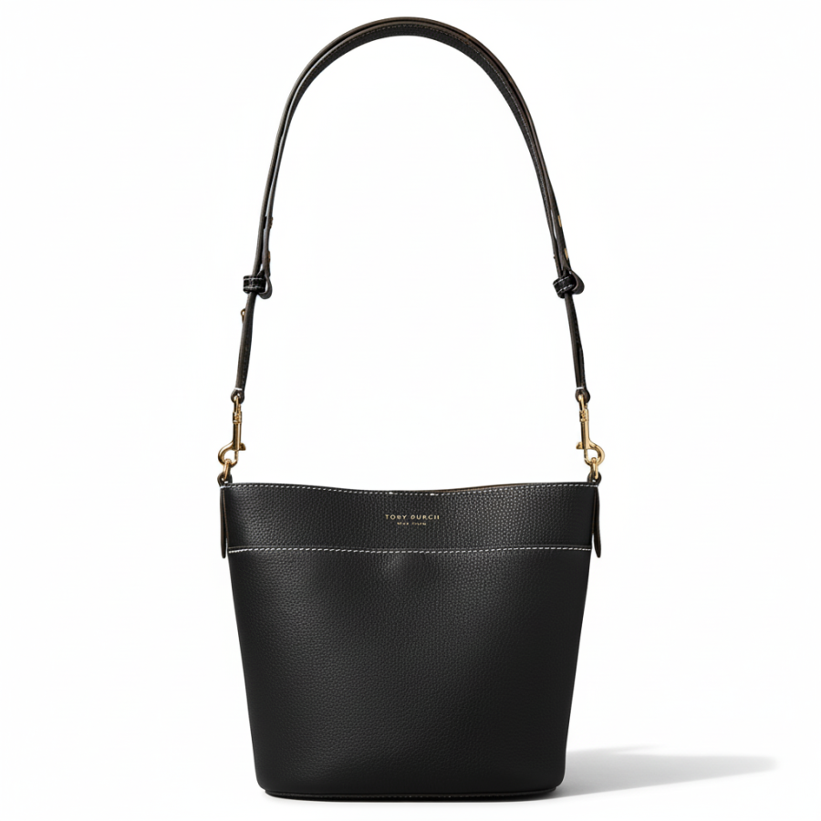 TORY BURCH Leather Bucket Bag, Shoulder Bag Women's Black