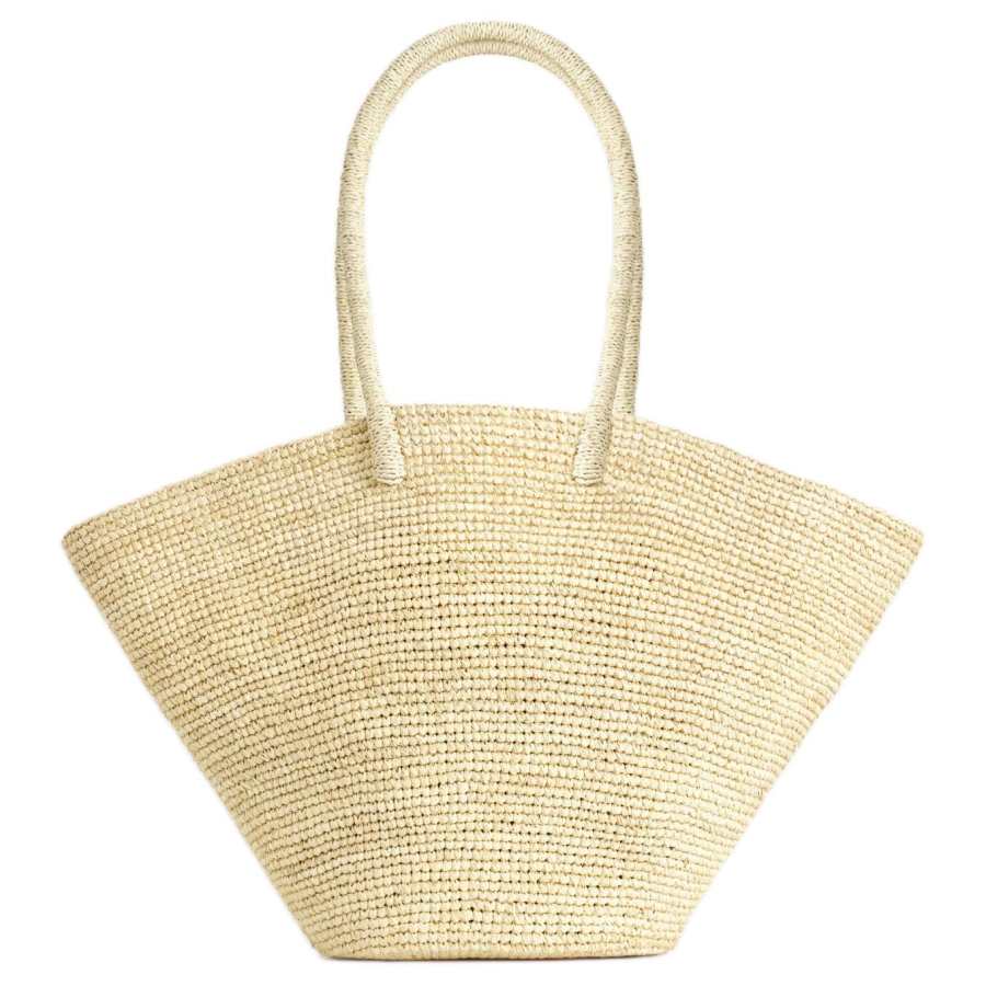 COS Straw Woven Tote Bag, Shopping Bag, Shoulder Bag Women's Beige