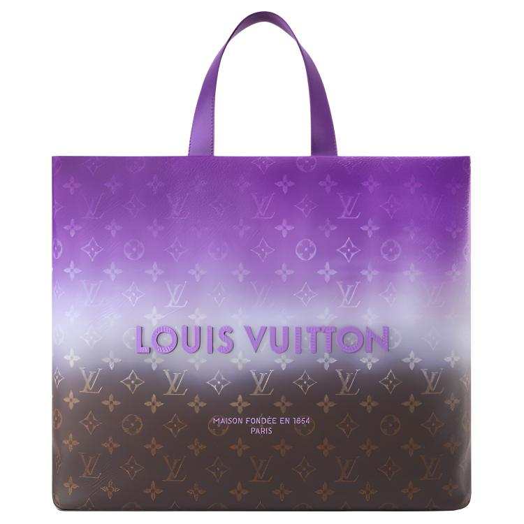 LOUIS VUITTON SHOPPER Monogram Pigment Artificial Leather Tote One Shoulder Handbag Medium Men's Purple & Brown