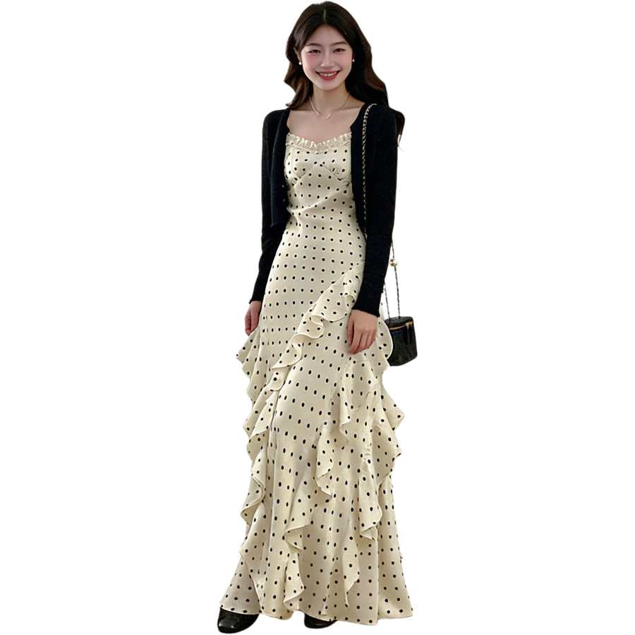 JBBCN JBBCN Slip Dresses Women's White Square Collar Thin Long