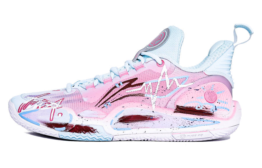 Li-Ning Li Ning Speed 9 Cushioning Abrasion Resistant Low top Basketball Shoes Men's Pink Blue