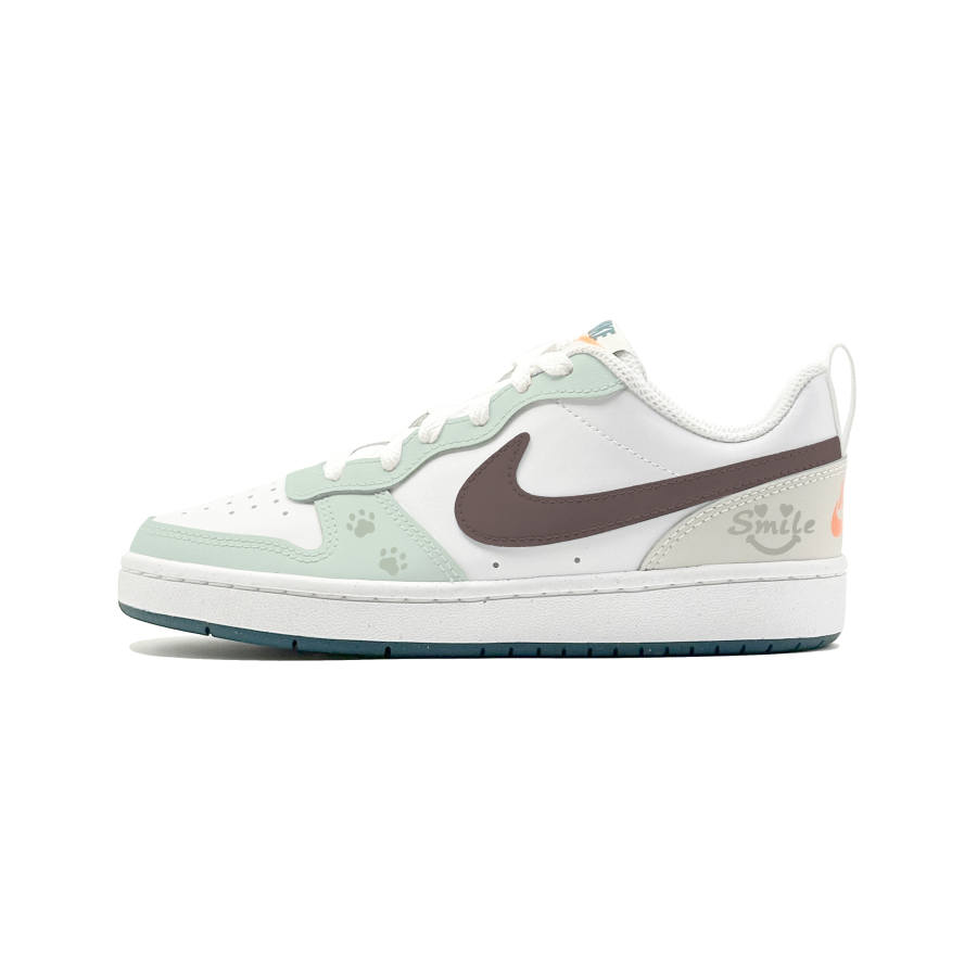 Nike Nike Court Borough 2 Clear Lotus Smile Leather Slip Resistant Abrasion Resistant Low top Kids' Skateboarding Shoes
