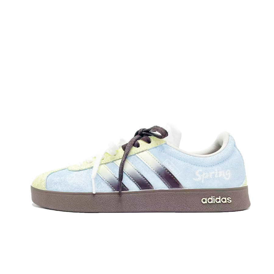 Adidas Neo VL Court Lifestyle Black Yellow Blue Tone Leather Coverage Lightweight Quick Dry Low top Skateboard Shoes