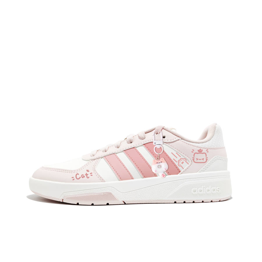 Adidas Adidas COURTBEAT Meowth Synthetic Leather, Leather Low top Skateboard Shoes Unisex Pink White