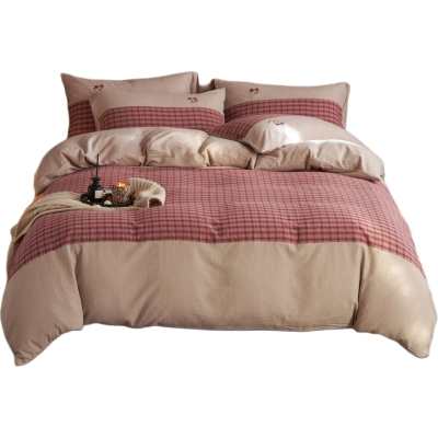 Teenie Weenie Bear Vintage Style Plaid 100% Cotton Double Gauze Home Use Bedding Four Piece Set