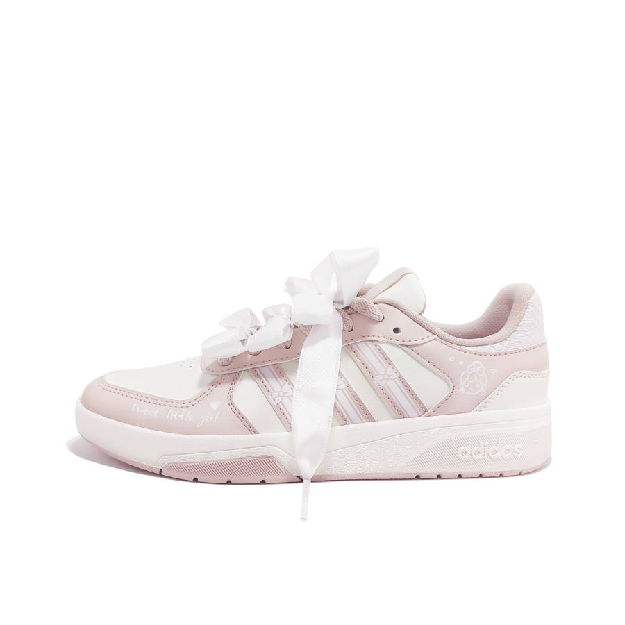 Adidas Adidas COURTBEAT Bowknot Synthetic Leather, Leather Low top Skateboard Shoes Unisex White Pink