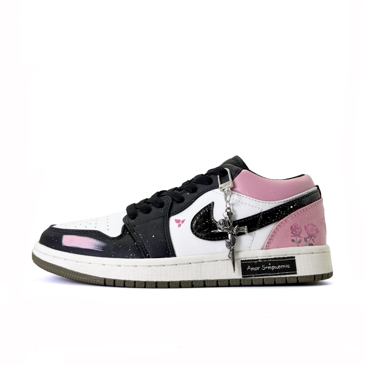 Jordan Jordan Air Jordan 1 Rose Synthetic Leather, Leather Slip Resistant Abrasion Resistant Low top