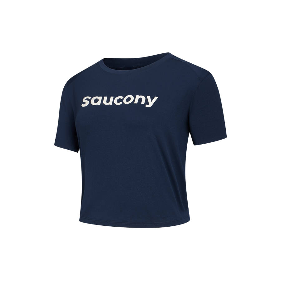 Saucony T Shirts Women's Marine Blue Crew Neck Moderate