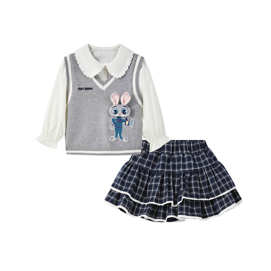 Disney Kids Two Piece Skirt Sets Lapel Moderate Short