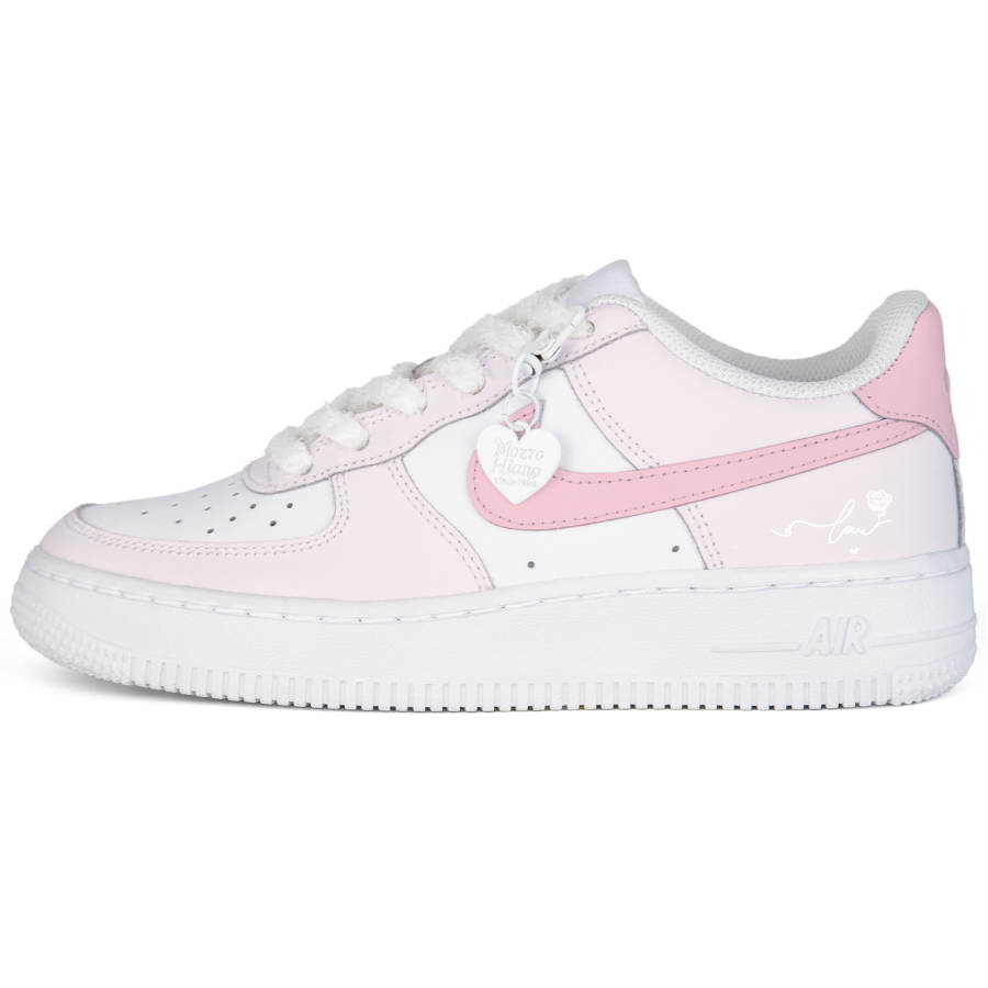Nike Nike Air Force 1 White Air Force 1, Pink Rose Abrasion Resistant Low top Skateboard Shoes Unisex White Pink