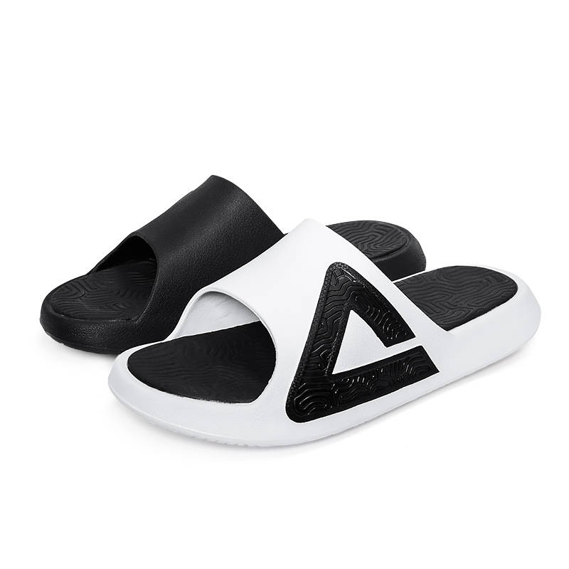 PEAK Tai Ji1.0 Cushioning Abrasion Resistant Slide Slippers Unisex Black And White Mismatched
