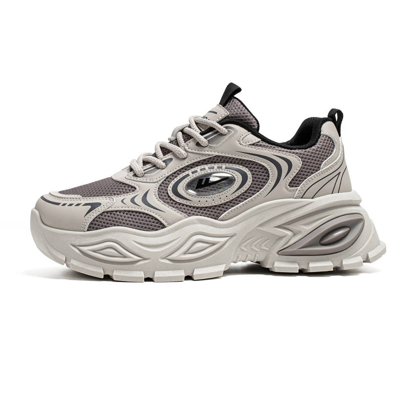 Warrior Coverage Moisture Wicking Abrasion Resistant Low top Chunky Sneakers Men's Gray Brown