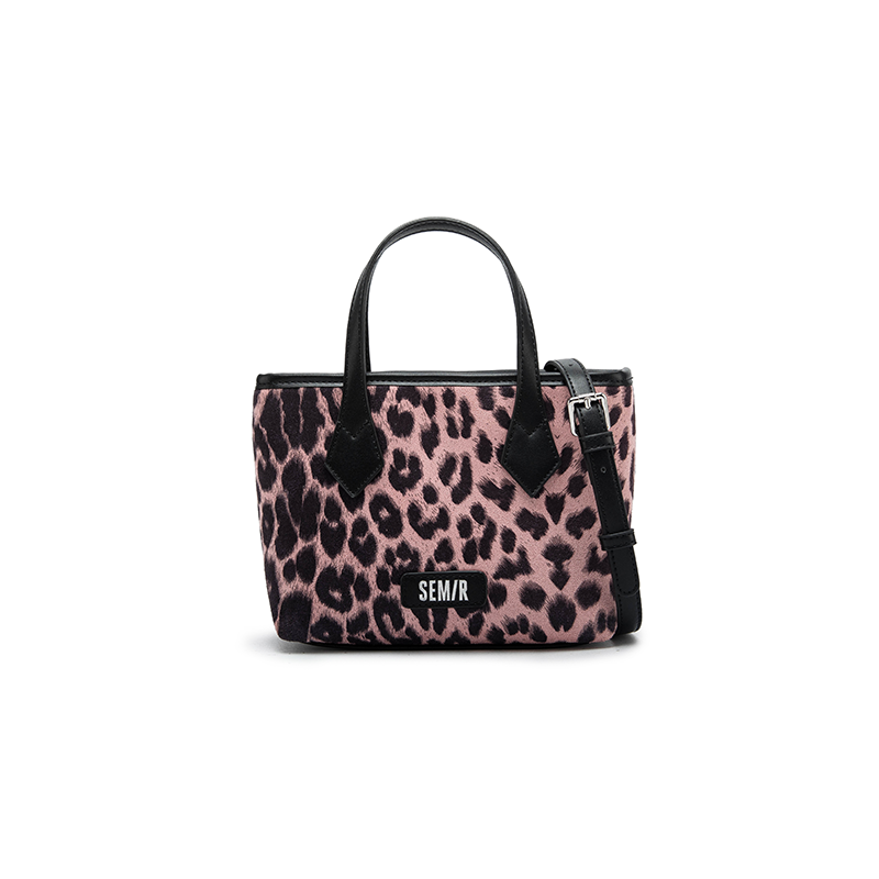 Semir PU, Textile Mixture One Shoulder Handbag Regular Women's Pink & Black
