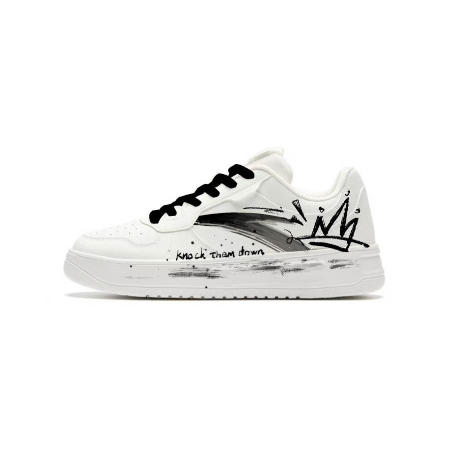 Anta Easy Scrawled Crown, Refreshing Campus Style, Cute, Sweet Style, Niche White Sneakers Synthetic Leather