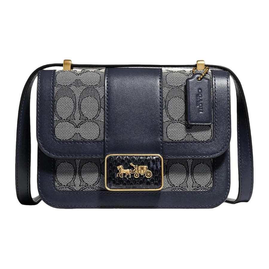COACH Alie Jacquard Fabric With Calfskin And Snake Skin Messenger Bag, Small Square Bag, Crossbody Bag, Shoulder Bag