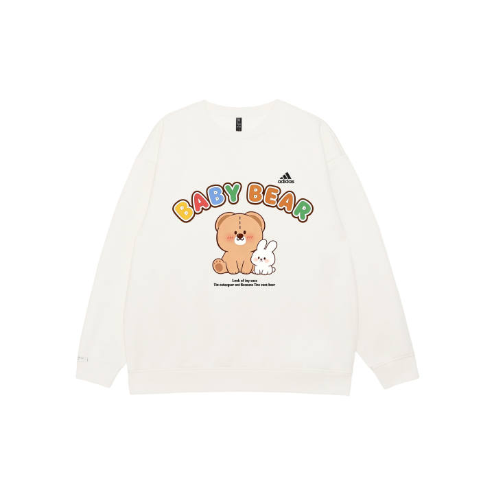 Adidas Adidas LABEL Sweatshirts Unisex White Crew Neck Moderate Regular