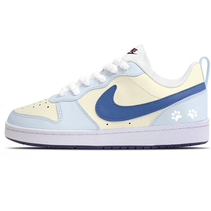 Nike Nike Court Borough Lazy Kitten Leather Abrasion Resistant Slip Resistant Low top Skateboard Shoes Unisex Yellow Blue