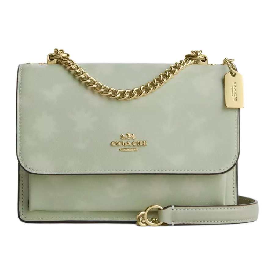 COACH Klare Leather With Cow Leather Trunk Bag Crossbody Bag Mini Women's Light Green With Charm