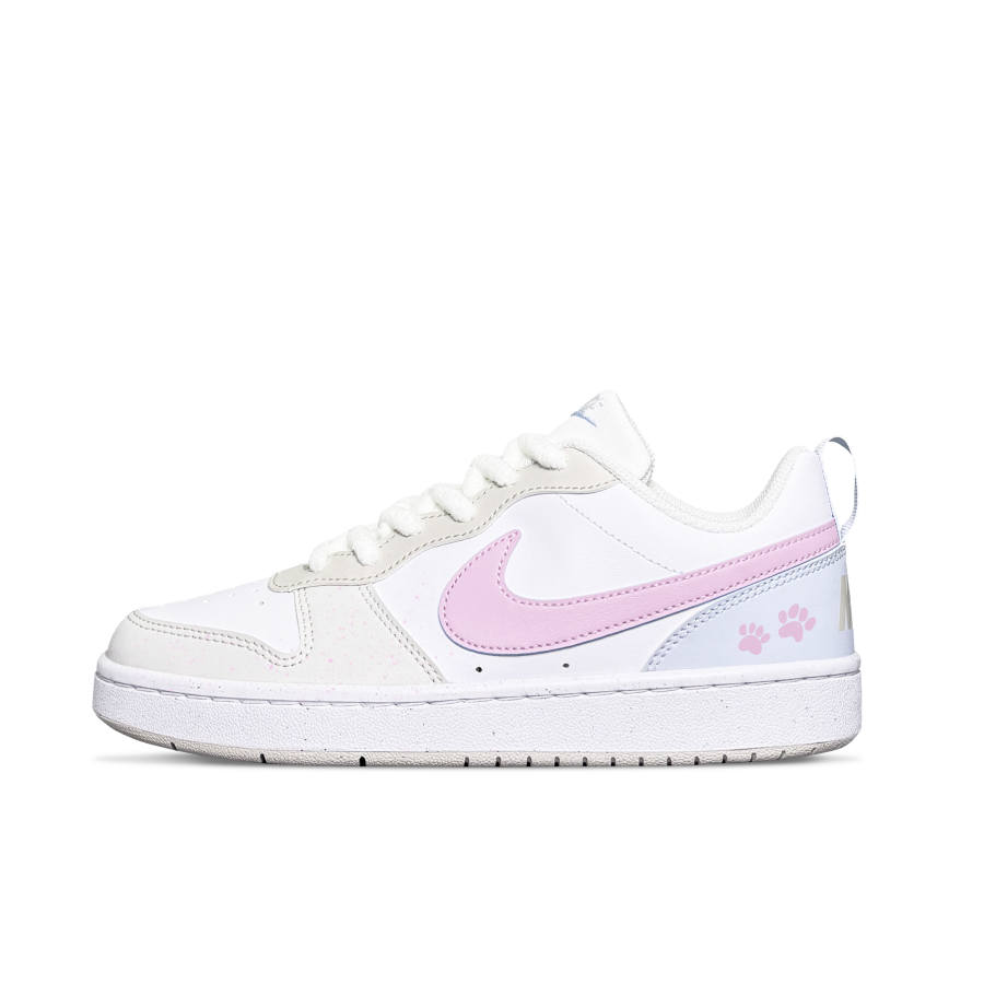 Nike Nike Court Borough Peach Milk White Cushioning Slip Resistant Low top Skateboard Shoes Women's Blue Pink