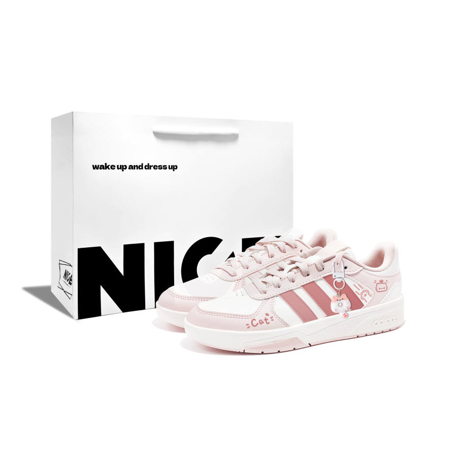 Adidas Adidas COURTBEAT Meowth R Synthetic Leather, Leather Low top Skateboard Shoes Unisex Pink White