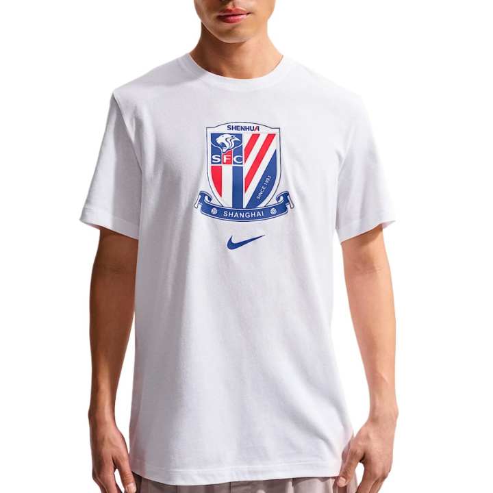 Nike Nike T Shirts Men's White/Sports Royal Blue Crew Neck Moderate