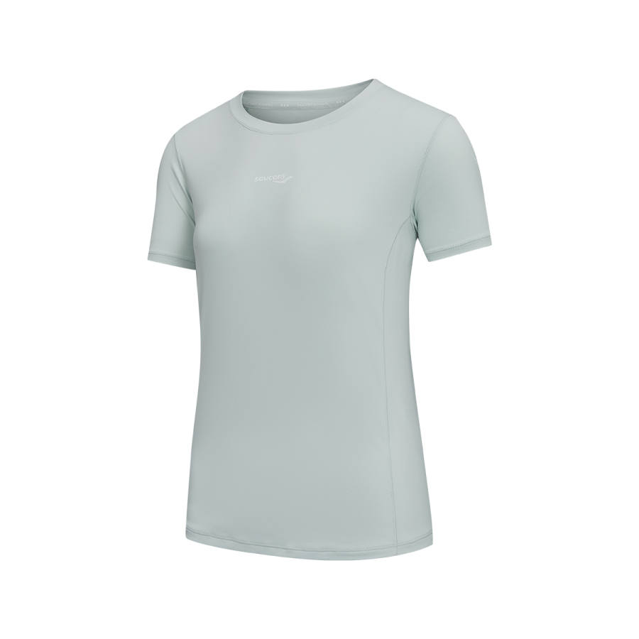 Saucony T Shirts Women's Ice Dusty Blue Crew Neck Moderate