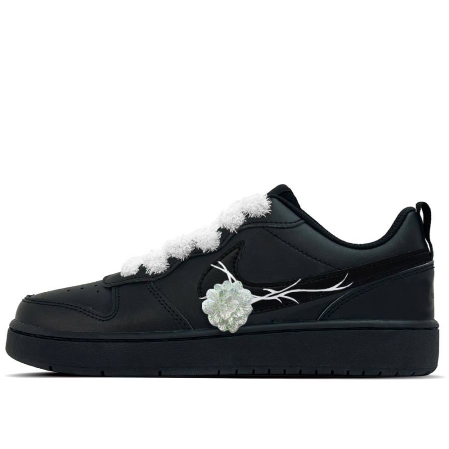 Nike Nike Court Borough Ink Snow Branch Leather Low top Kids' Skateboarding Shoes Black Teenagers