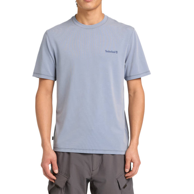 Timberland T Shirts Men's Grey Blue Crew Neck Moderate