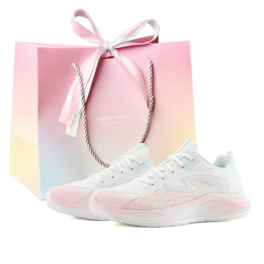 Anta Wander Abrasion Resistant Slip Resistant Low top Marathon Running Shoes Women's White Blue