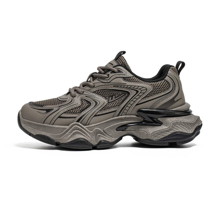 Warrior Abrasion Resistant Breathable Moisture Wicking Coverage Low top Chunky Sneakers Men's Khaki Black
