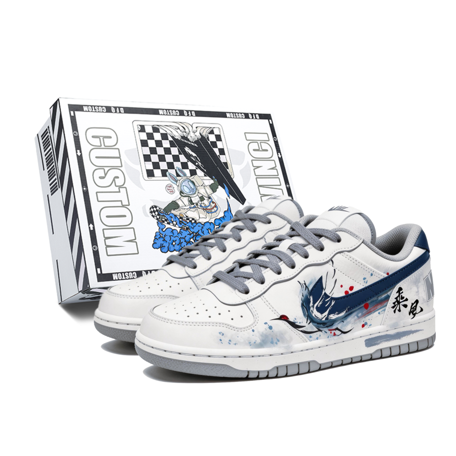 Nike Custom Shoes Nike Big Low Lux Ride The Wind, Box Low top Skateboard Shoes Men's White