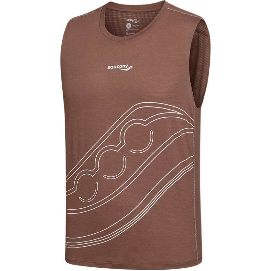 Saucony Tank Tops Men's Crimson Red Crew Neck Moderate Other