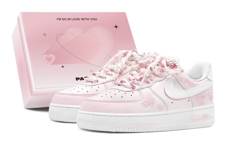 Nike Nike Air Force 1 Air Force 1, Couple's, Romantic Favor, Pink Sakura Claw, Bowknot, Soft, Ladylike, Sweetheart Girlish