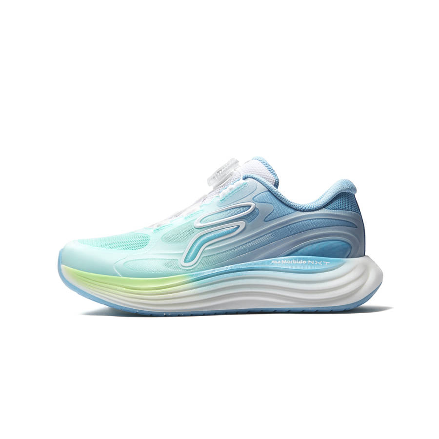 FILA KIDS PERFORMANCE FPF Fabric Rebound Breathable Lightweight Cushioning Running Shoes Orchid Green/Traditional Blue