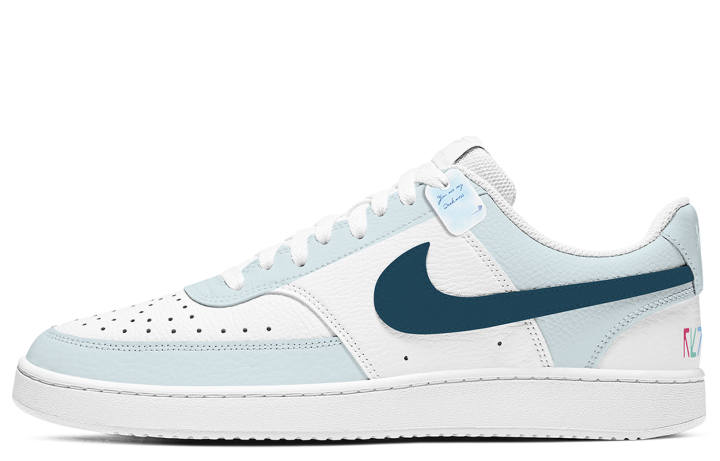 Nike Nike Court Vision 1 Ice Blue Electric Blue Slip Resistant Cushioning Low top Skateboard Shoes Unisex Light Blue White