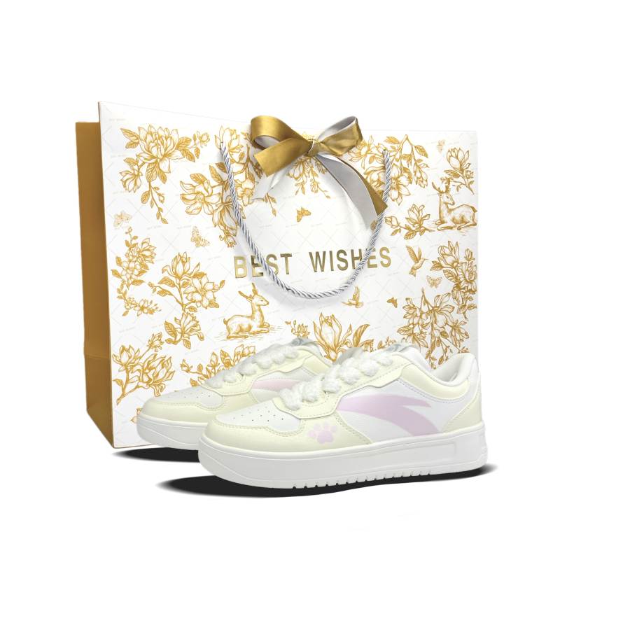 Anta Easy Soft Candy Cat Paw Low top Skateboard Shoes Women's Pink Beige