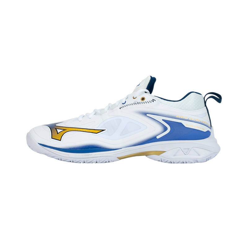 Mizuno WAVE CLAW NEO 3 Cushioning Slip Resistant Abrasion Resistant Low top Badminton Shoes Unisex Luxury Gold Blue