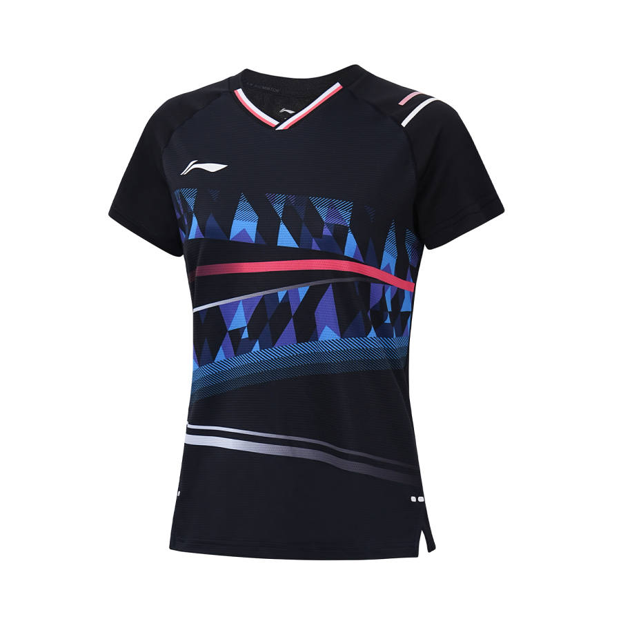 Li-Ning Li Ning T Shirts Unisex Black V Neck